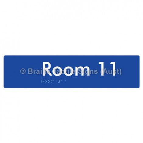 Braille Sign Room 11 - Braille Tactile Signs Aust. - BTS248-11-blu - Custom Signs - Fast Shipping - High Quality - Australian Made &amp; Owned