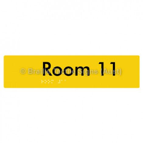 Braille Sign Room 11 - Braille Tactile Signs Aust. - BTS248-11-yel - Custom Signs - Fast Shipping - High Quality - Australian Made &amp; Owned