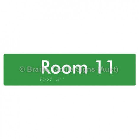 Braille Sign Room 11 - Braille Tactile Signs Aust. - BTS248-11-grn - Custom Signs - Fast Shipping - High Quality - Australian Made &amp; Owned