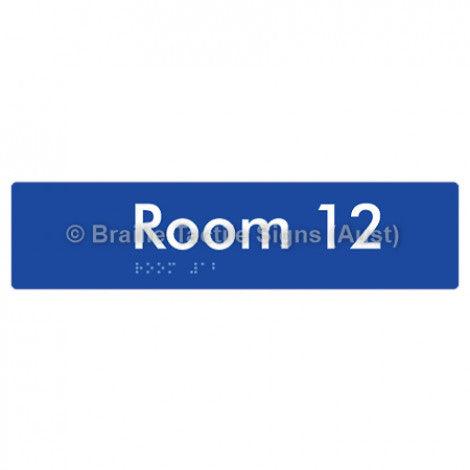 Braille Sign Room 12 - Braille Tactile Signs Aust. - BTS248-12-blu - Custom Signs - Fast Shipping - High Quality - Australian Made &amp; Owned