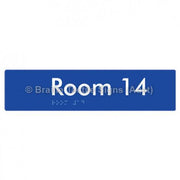Braille Sign Room 14 - Braille Tactile Signs Aust. - BTS248-14-blu - Custom Signs - Fast Shipping - High Quality - Australian Made &amp; Owned