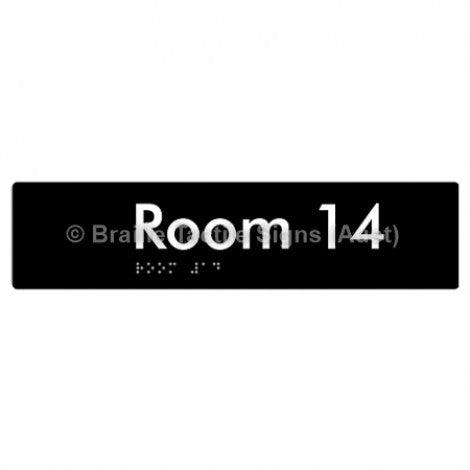 Braille Sign Room 14 - Braille Tactile Signs Aust. - BTS248-14-blk - Custom Signs - Fast Shipping - High Quality - Australian Made &amp; Owned