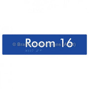 Braille Sign Room 16 - Braille Tactile Signs Aust. - BTS248-16-blu - Custom Signs - Fast Shipping - High Quality - Australian Made &amp; Owned