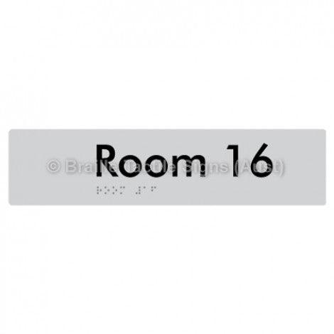 Braille Sign Room 16 - Braille Tactile Signs Aust. - BTS248-16-slv - Custom Signs - Fast Shipping - High Quality - Australian Made &amp; Owned