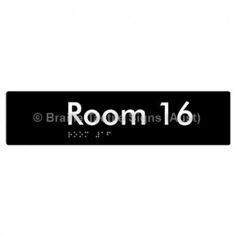 Braille Sign Room 16 - Braille Tactile Signs Aust. - BTS248-16-blk - Custom Signs - Fast Shipping - High Quality - Australian Made &amp; Owned