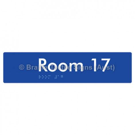 Braille Sign Room 17 - Braille Tactile Signs Aust. - BTS248-17-blu - Custom Signs - Fast Shipping - High Quality - Australian Made &amp; Owned