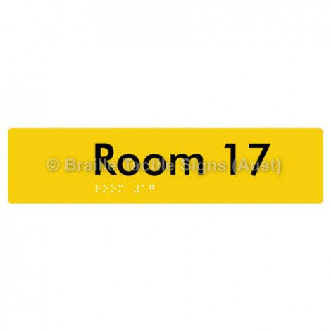 Braille Sign Room 17 - Braille Tactile Signs Aust. - BTS248-17-yel - Custom Signs - Fast Shipping - High Quality - Australian Made &amp; Owned