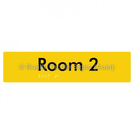 Braille Sign Room 2 - Braille Tactile Signs Aust. - BTS248-02-yel - Custom Signs - Fast Shipping - High Quality - Australian Made &amp; Owned