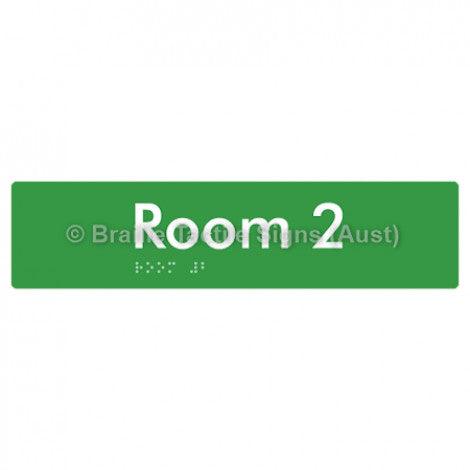 Braille Sign Room 2 - Braille Tactile Signs Aust. - BTS248-02-grn - Custom Signs - Fast Shipping - High Quality - Australian Made &amp; Owned