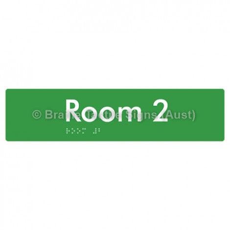 Braille Sign Room 2 - Braille Tactile Signs Aust. - BTS248-02-grn - Custom Signs - Fast Shipping - High Quality - Australian Made &amp; Owned