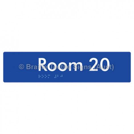 Braille Sign Room 20 - Braille Tactile Signs Aust. - BTS248-20-blu - Custom Signs - Fast Shipping - High Quality - Australian Made &amp; Owned
