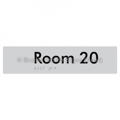 Braille Sign Room 20 - Braille Tactile Signs Aust. - BTS248-20-slv - Custom Signs - Fast Shipping - High Quality - Australian Made &amp; Owned