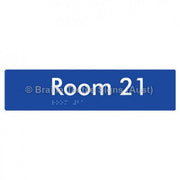Braille Sign Room 21 - Braille Tactile Signs Aust. - BTS248-21-blu - Custom Signs - Fast Shipping - High Quality - Australian Made &amp; Owned