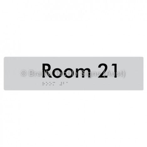 Braille Sign Room 21 - Braille Tactile Signs Aust. - BTS248-21-slv - Custom Signs - Fast Shipping - High Quality - Australian Made &amp; Owned