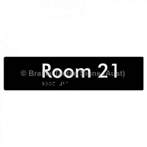Braille Sign Room 21 - Braille Tactile Signs Aust. - BTS248-21-blk - Custom Signs - Fast Shipping - High Quality - Australian Made &amp; Owned