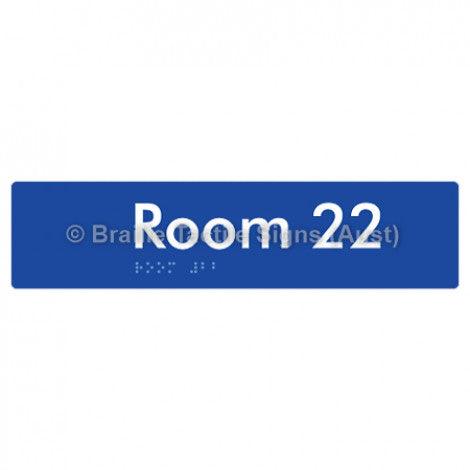 Braille Sign Room 22 - Braille Tactile Signs Aust. - BTS248-22-blu - Custom Signs - Fast Shipping - High Quality - Australian Made &amp; Owned
