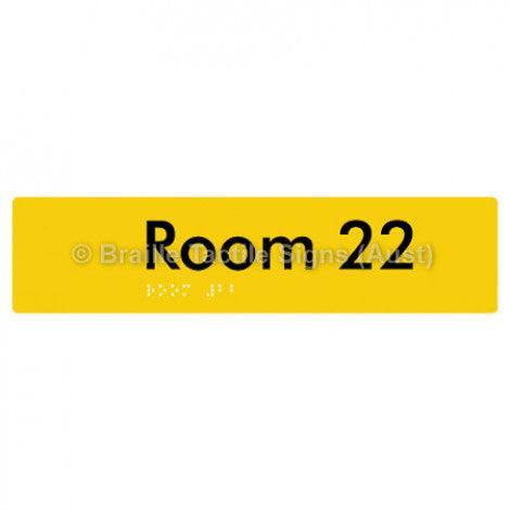 Braille Sign Room 22 - Braille Tactile Signs Aust. - BTS248-22-yel - Custom Signs - Fast Shipping - High Quality - Australian Made &amp; Owned