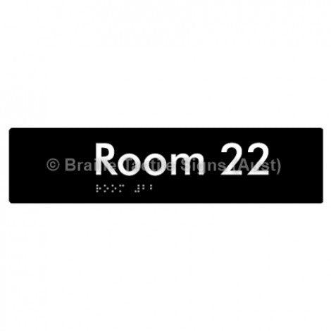 Braille Sign Room 22 - Braille Tactile Signs Aust. - BTS248-22-blk - Custom Signs - Fast Shipping - High Quality - Australian Made &amp; Owned