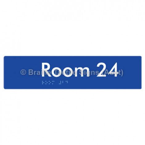 Braille Sign Room 24 - Braille Tactile Signs Aust. - BTS248-24-blu - Custom Signs - Fast Shipping - High Quality - Australian Made &amp; Owned