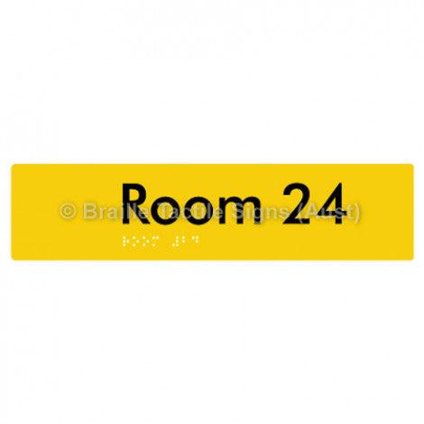 Braille Sign Room 24 - Braille Tactile Signs Aust. - BTS248-24-yel - Custom Signs - Fast Shipping - High Quality - Australian Made &amp; Owned