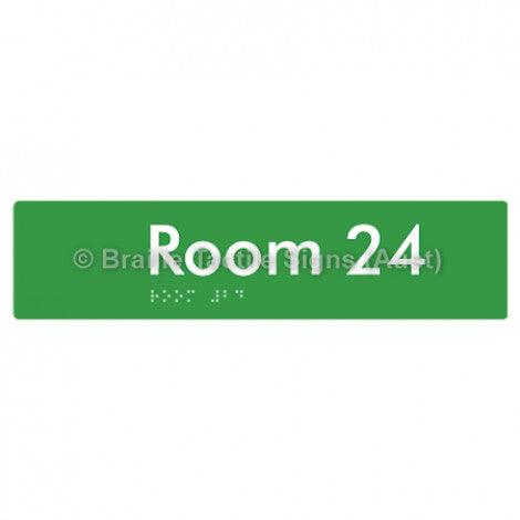 Braille Sign Room 24 - Braille Tactile Signs Aust. - BTS248-24-grn - Custom Signs - Fast Shipping - High Quality - Australian Made &amp; Owned