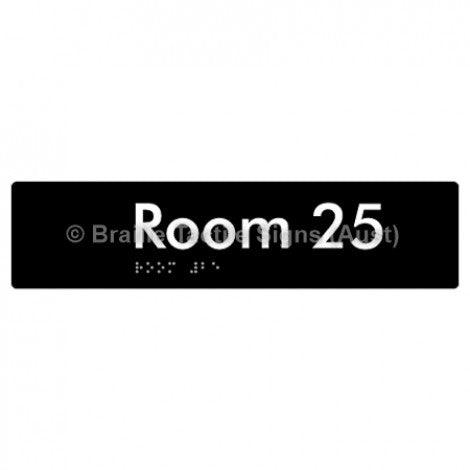 Braille Sign Room 25 - Braille Tactile Signs Aust. - BTS248-25-blk - Custom Signs - Fast Shipping - High Quality - Australian Made &amp; Owned
