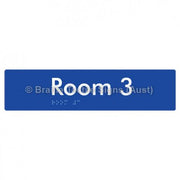 Braille Sign Room 3 - Braille Tactile Signs Aust. - BTS248-03-blu - Custom Signs - Fast Shipping - High Quality - Australian Made &amp; Owned