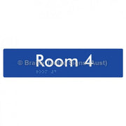 Braille Sign Room 4 - Braille Tactile Signs Aust. - BTS248-04-blu - Custom Signs - Fast Shipping - High Quality - Australian Made &amp; Owned