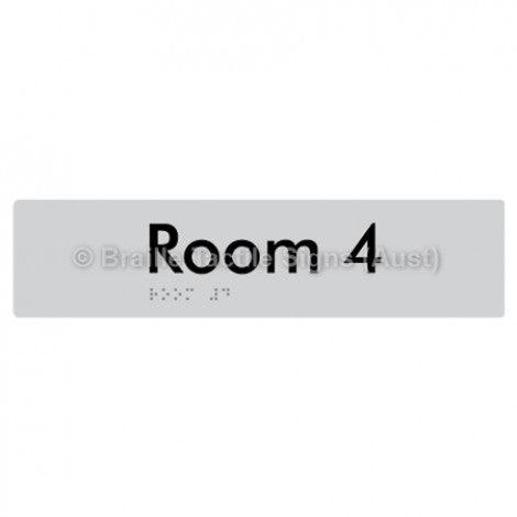 Braille Sign Room 4 - Braille Tactile Signs Aust. - BTS248-04-slv - Custom Signs - Fast Shipping - High Quality - Australian Made &amp; Owned