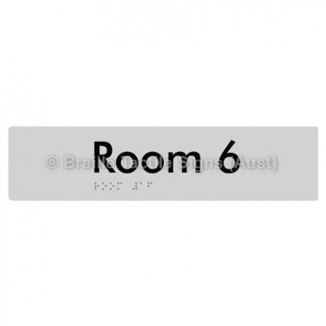 Braille Sign Room 6 - Braille Tactile Signs Aust. - BTS248-06-slv - Custom Signs - Fast Shipping - High Quality - Australian Made &amp; Owned