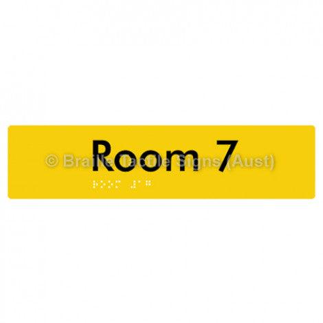 Braille Sign Room 7 - Braille Tactile Signs Aust. - BTS248-07-yel - Custom Signs - Fast Shipping - High Quality - Australian Made &amp; Owned