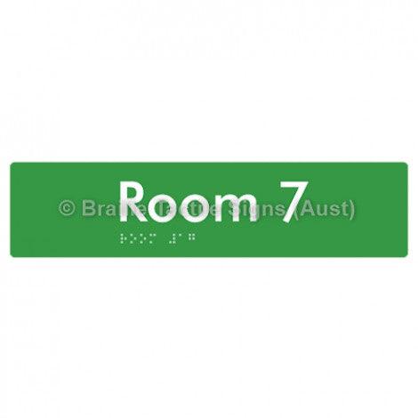 Braille Sign Room 7 - Braille Tactile Signs Aust. - BTS248-07-grn - Custom Signs - Fast Shipping - High Quality - Australian Made &amp; Owned