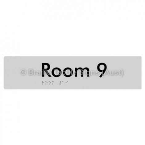 Braille Sign Room 9 - Braille Tactile Signs Aust. - BTS248-09-slv - Custom Signs - Fast Shipping - High Quality - Australian Made &amp; Owned