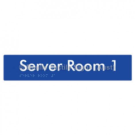 Braille Sign Server Room 1 - Braille Tactile Signs Aust. - BTS253-01-blu - Custom Signs - Fast Shipping - High Quality - Australian Made &amp; Owned