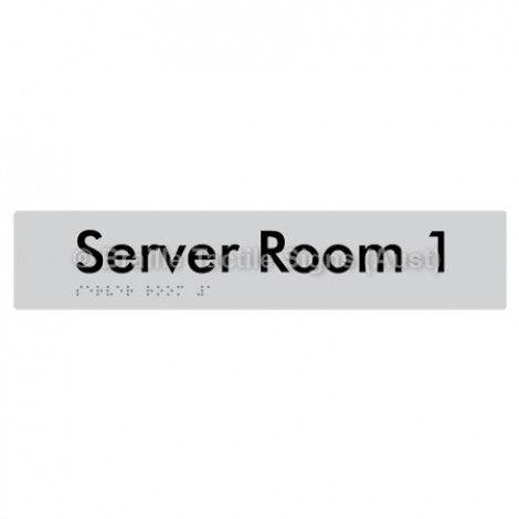 Braille Sign Server Room 1 - Braille Tactile Signs Aust. - BTS253-01-slv - Custom Signs - Fast Shipping - High Quality - Australian Made &amp; Owned