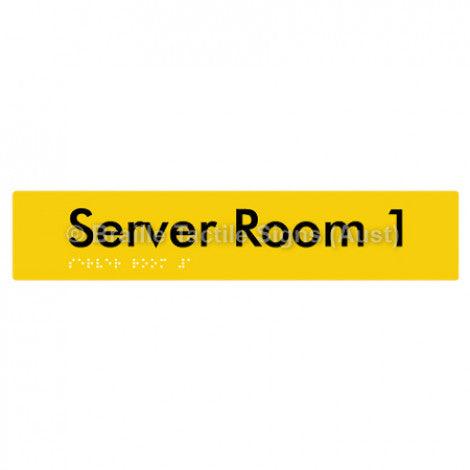Braille Sign Server Room 1 - Braille Tactile Signs Aust. - BTS253-01-yel - Custom Signs - Fast Shipping - High Quality - Australian Made &amp; Owned
