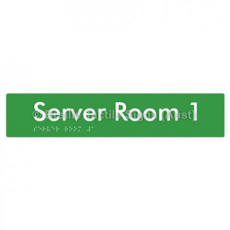 Braille Sign Server Room 1 - Braille Tactile Signs Aust. - BTS253-01-grn - Custom Signs - Fast Shipping - High Quality - Australian Made &amp; Owned
