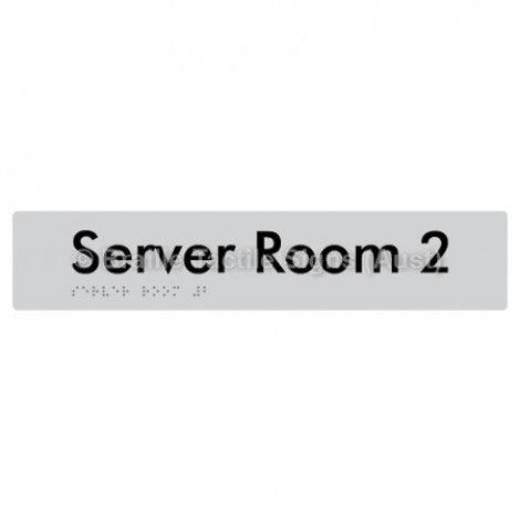 Braille Sign Server Room 2 - Braille Tactile Signs Aust. - BTS253-02-slv - Custom Signs - Fast Shipping - High Quality - Australian Made &amp; Owned