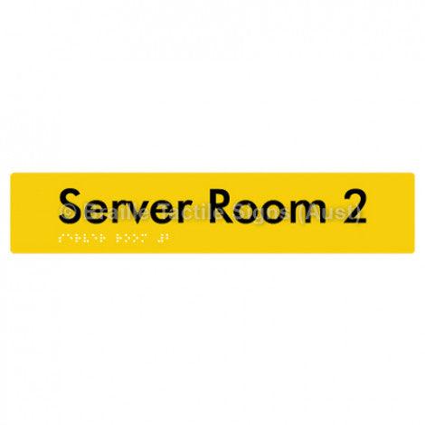 Braille Sign Server Room 2 - Braille Tactile Signs Aust. - BTS253-02-yel - Custom Signs - Fast Shipping - High Quality - Australian Made &amp; Owned