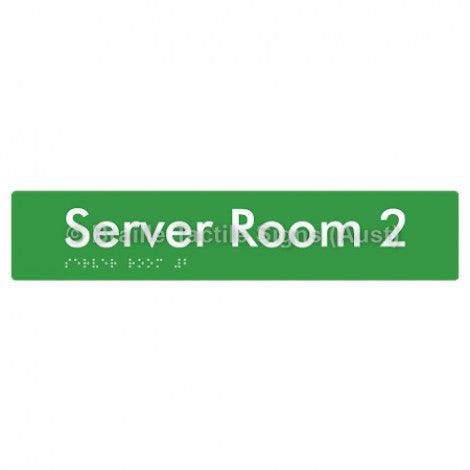 Braille Sign Server Room 2 - Braille Tactile Signs Aust. - BTS253-02-grn - Custom Signs - Fast Shipping - High Quality - Australian Made &amp; Owned