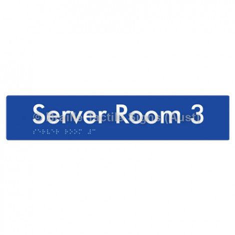 Braille Sign Server Room 3 - Braille Tactile Signs Aust. - BTS253-03-blu - Custom Signs - Fast Shipping - High Quality - Australian Made &amp; Owned