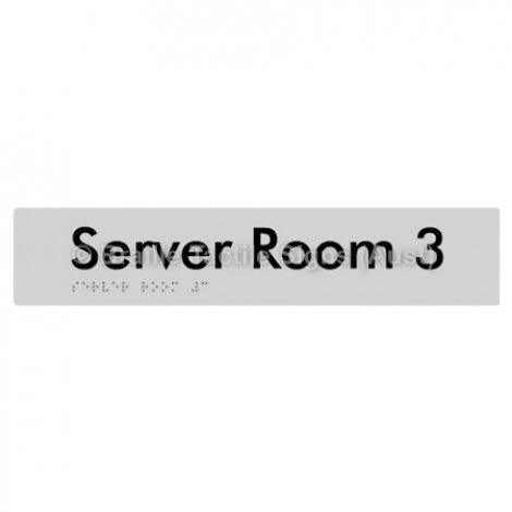 Braille Sign Server Room 3 - Braille Tactile Signs Aust. - BTS253-03-slv - Custom Signs - Fast Shipping - High Quality - Australian Made &amp; Owned
