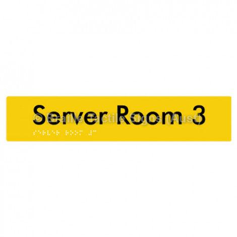 Braille Sign Server Room 3 - Braille Tactile Signs Aust. - BTS253-03-yel - Custom Signs - Fast Shipping - High Quality - Australian Made &amp; Owned