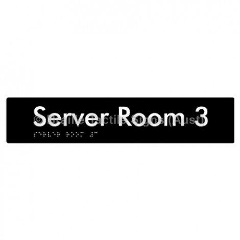 Braille Sign Server Room 3 - Braille Tactile Signs Aust. - BTS253-03-blk - Custom Signs - Fast Shipping - High Quality - Australian Made &amp; Owned