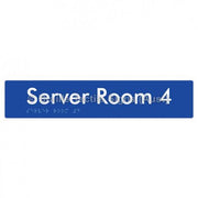 Braille Sign Server Room 4 - Braille Tactile Signs Aust. - BTS253-04-blu - Custom Signs - Fast Shipping - High Quality - Australian Made &amp; Owned