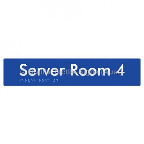 Braille Sign Server Room 4 - Braille Tactile Signs Aust. - BTS253-04-blu - Custom Signs - Fast Shipping - High Quality - Australian Made &amp; Owned