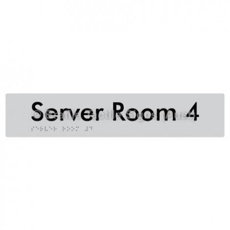 Braille Sign Server Room 4 - Braille Tactile Signs Aust. - BTS253-04-slv - Custom Signs - Fast Shipping - High Quality - Australian Made &amp; Owned