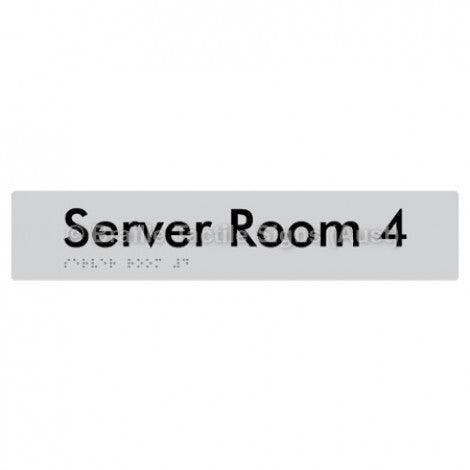 Braille Sign Server Room 4 - Braille Tactile Signs Aust. - BTS253-04-slv - Custom Signs - Fast Shipping - High Quality - Australian Made &amp; Owned