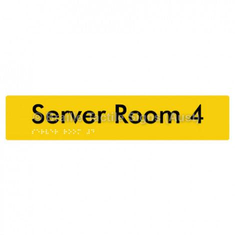 Braille Sign Server Room 4 - Braille Tactile Signs Aust. - BTS253-04-yel - Custom Signs - Fast Shipping - High Quality - Australian Made &amp; Owned