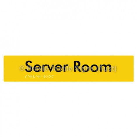 Braille Sign Server Room - Braille Tactile Signs Aust. - BTS253-yel - Custom Signs - Fast Shipping - High Quality - Australian Made &amp; Owned